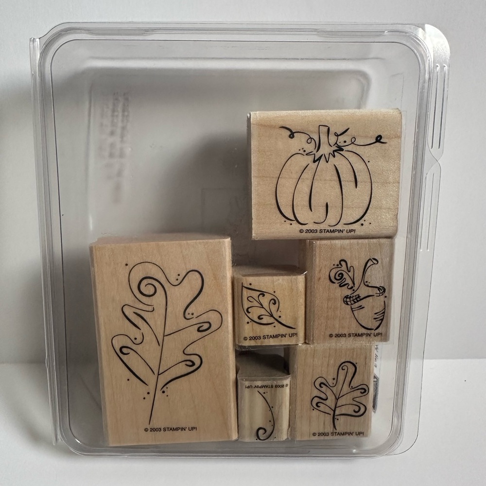 Stampin Up! Fall Whimsy Fall Leaves Pumpkin Retired Stamp Set 6 2003 New